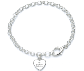 Gucci Trademark Heart Sterling Silver Bracelet