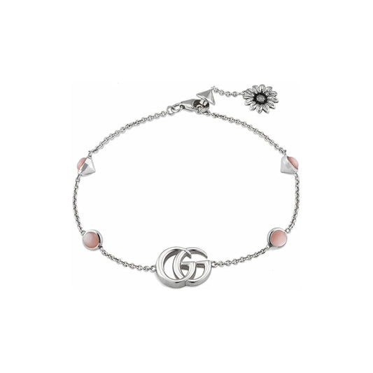 Gucci Double G Sterling Silver Mother of Pearl Bracelet