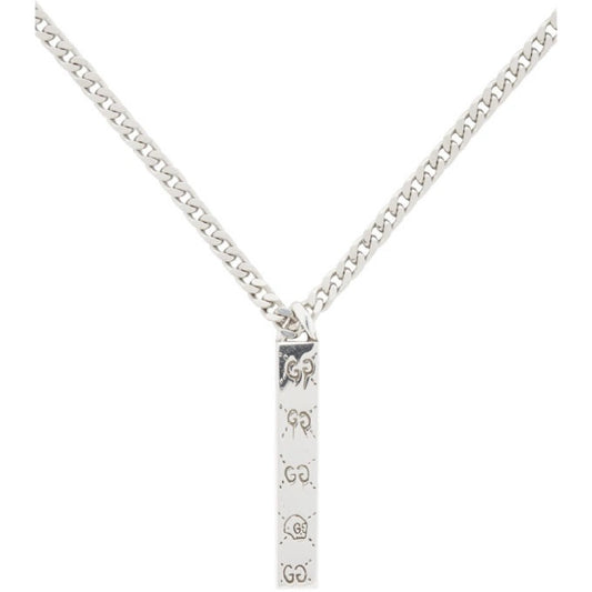 Gucci Unisex Sterling Silver Ghost Bar Necklace