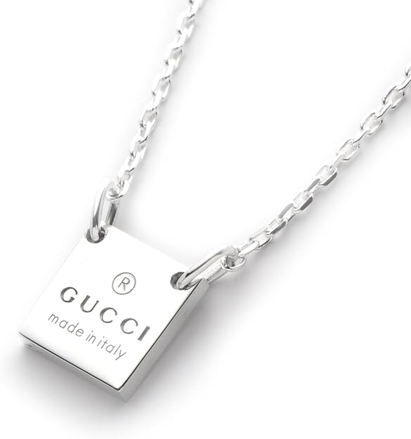 Gucci Unisex Square Plate Sterling Silver Necklace