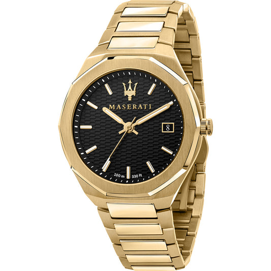 Maserati Stile Gold Tone Stainless Steel Black Dial Men's Watch R8853142004